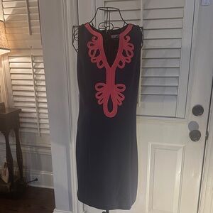 Lilly Pulitzer Black Mini Dress with Pink Detailing